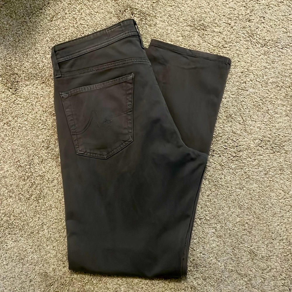 Men’s AG Pants. Tailored leg. Olive colored.